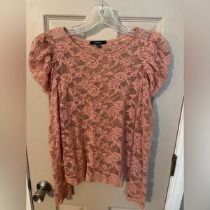 Ambiance long sleeve, poofy shoulder, sheer lace top